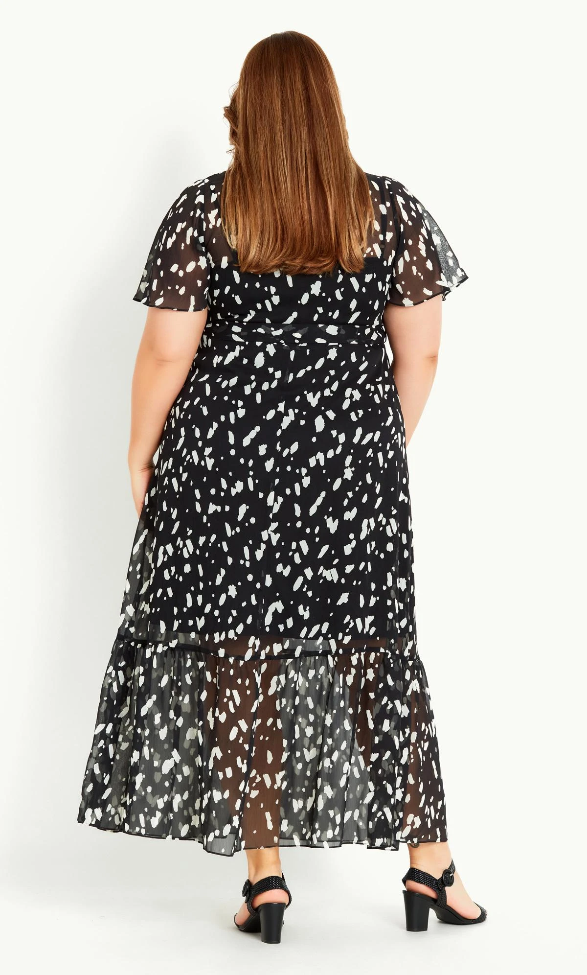 Evans Black Spot Print Wrap Front Maxi Dress - Image 3