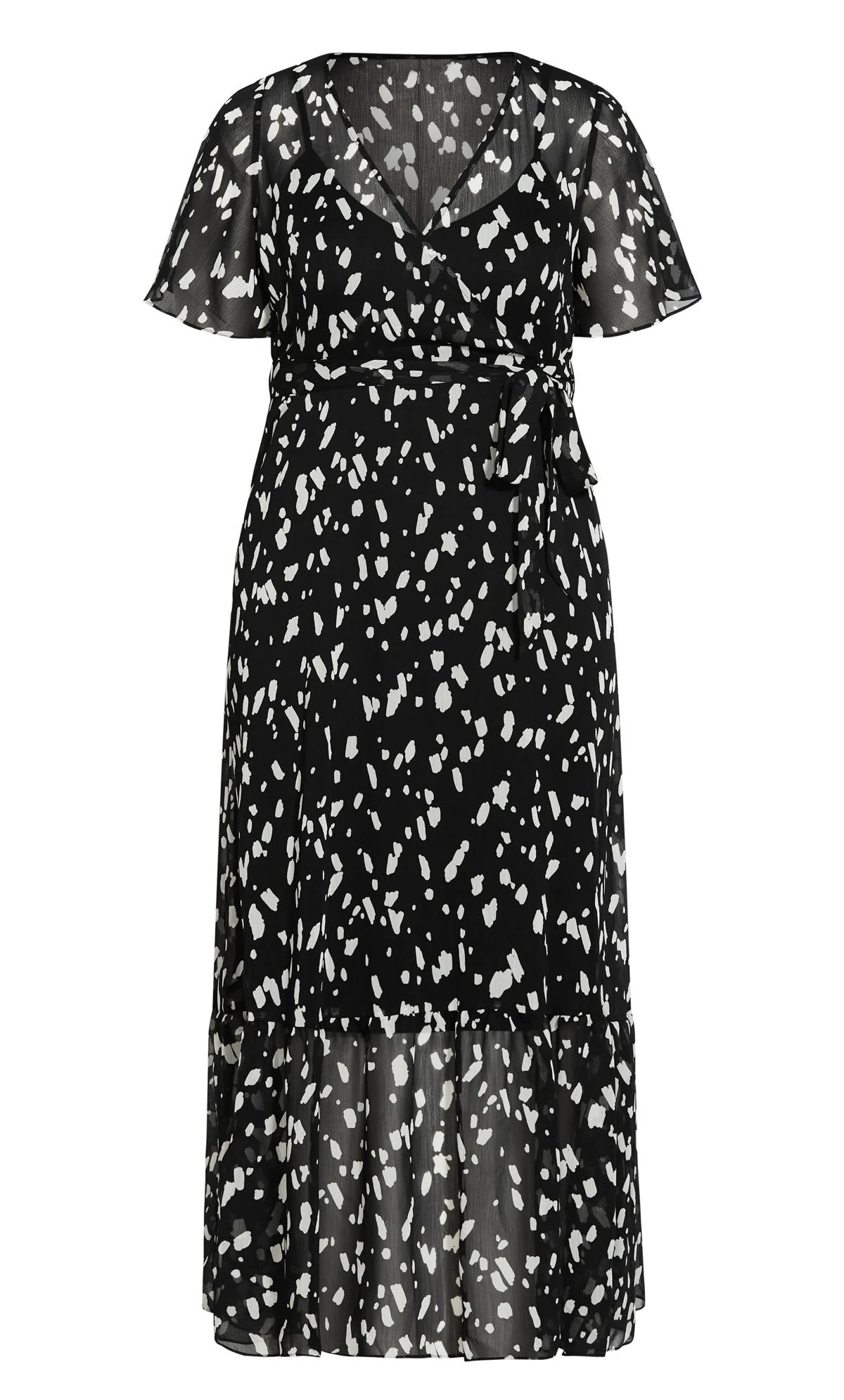 Evans Black Spot Print Wrap Front Maxi Dress - Image 4