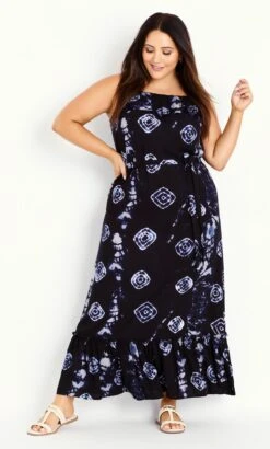 Evans Black Abstract Tie Dye Maxi Dress