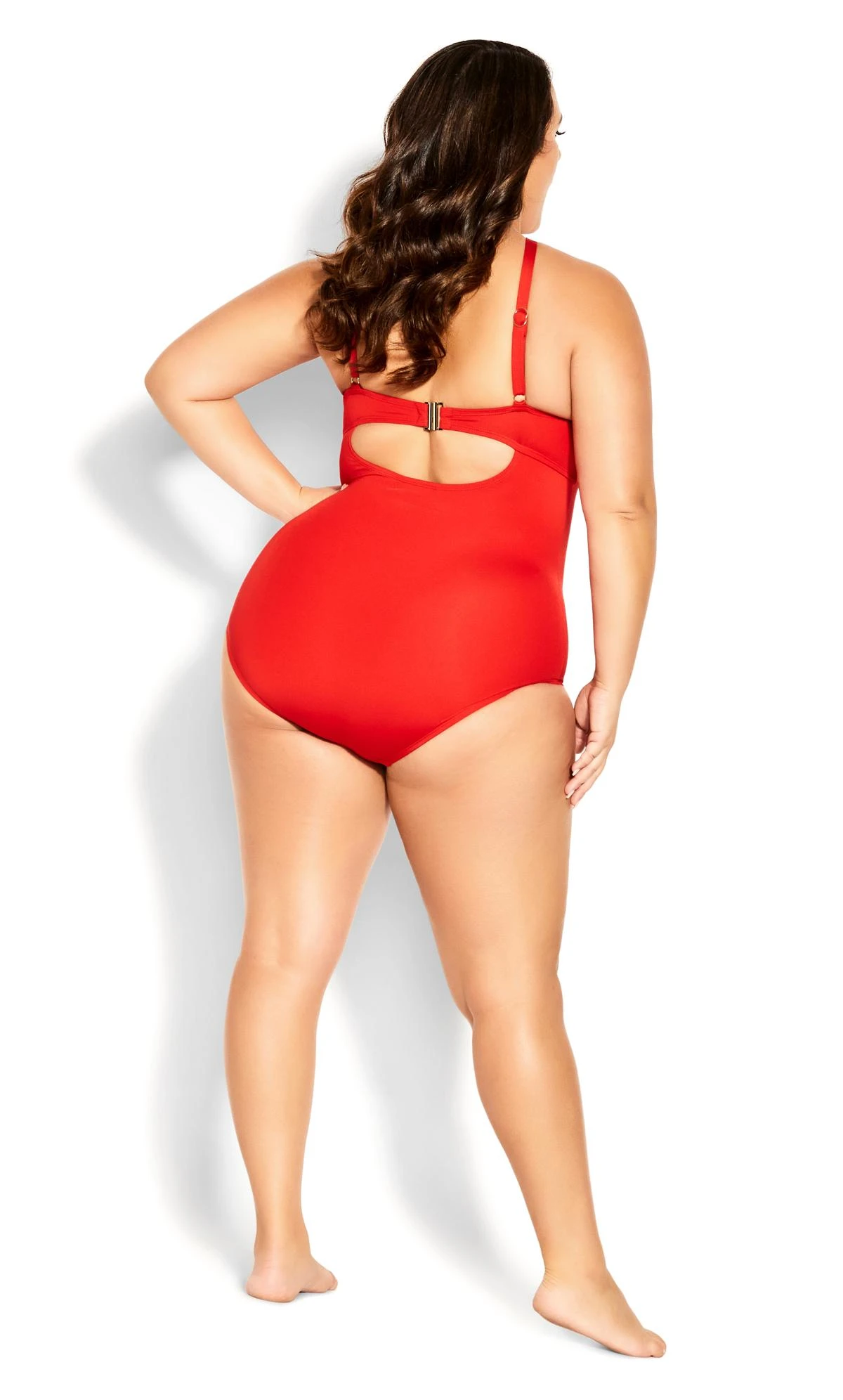City Chic Avenue Red Cut Out Swimsuit - Image 3