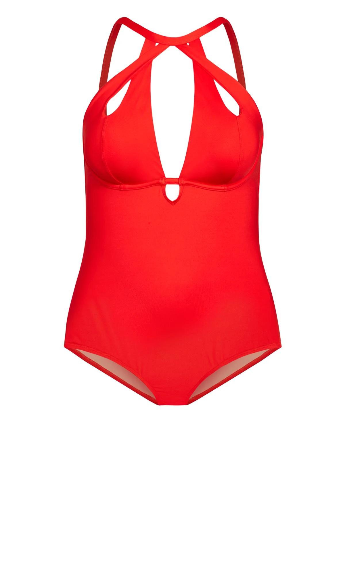 City Chic Avenue Red Cut Out Swimsuit - Image 4