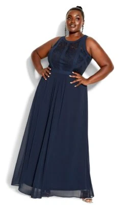 City Chic Blue Panelled Bodice Maxi Dress