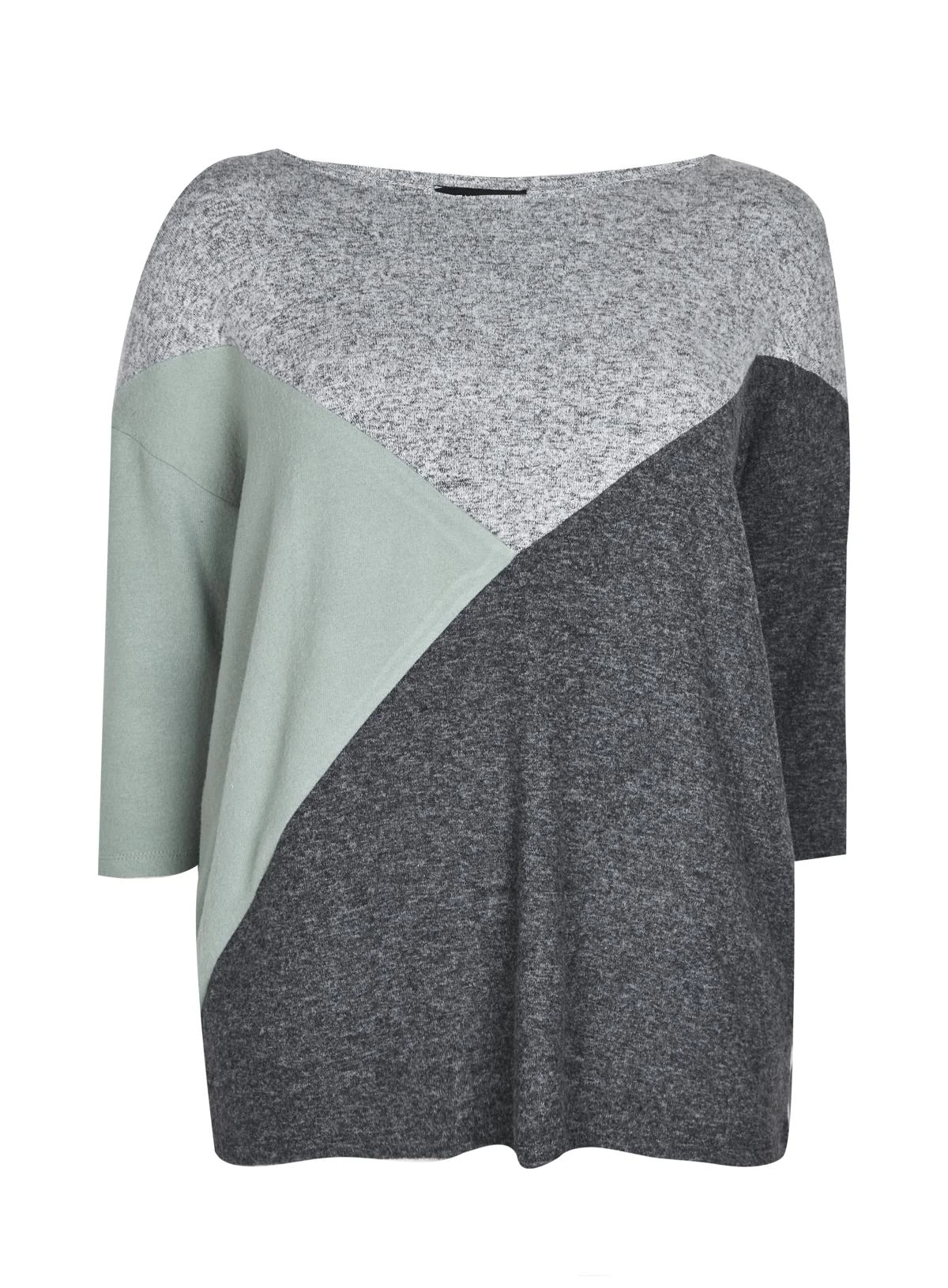 Evans Grey Colour Block Soft Touch Top - Image 2