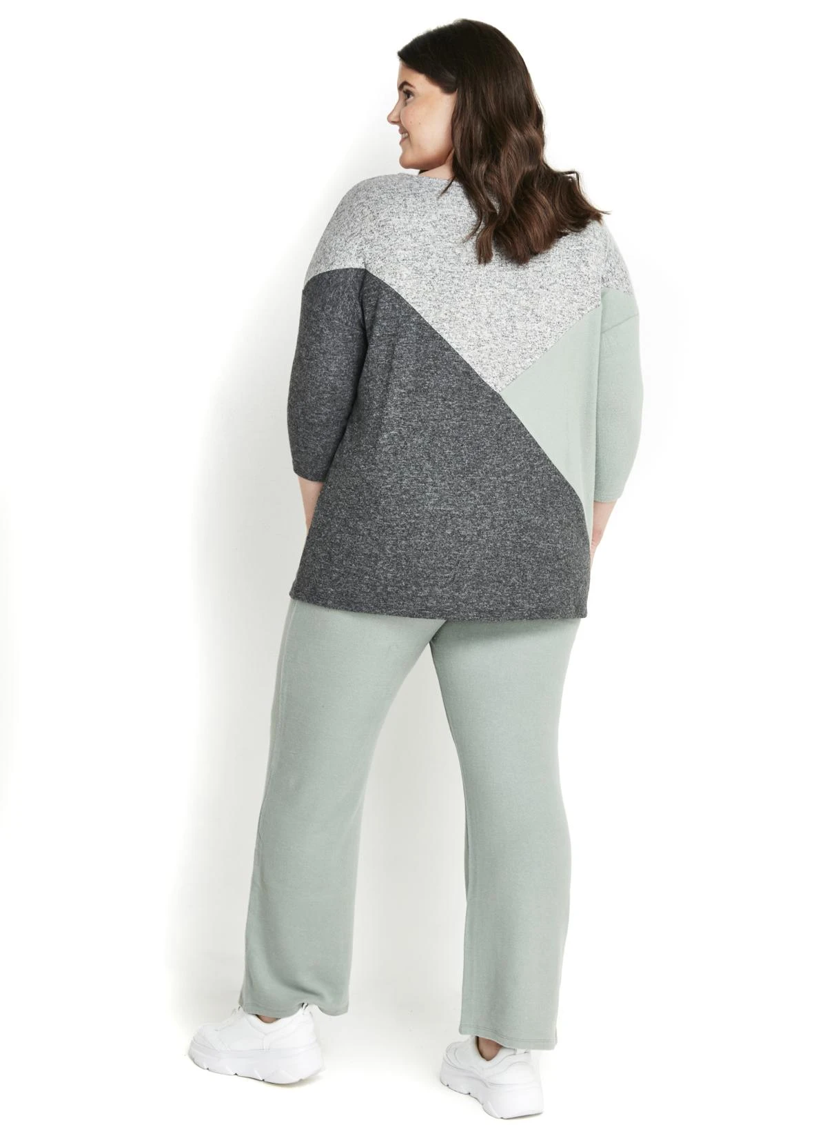 Evans Grey Colour Block Soft Touch Top - Image 4