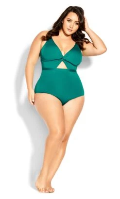 City Chic Green Cutout Swimsuit