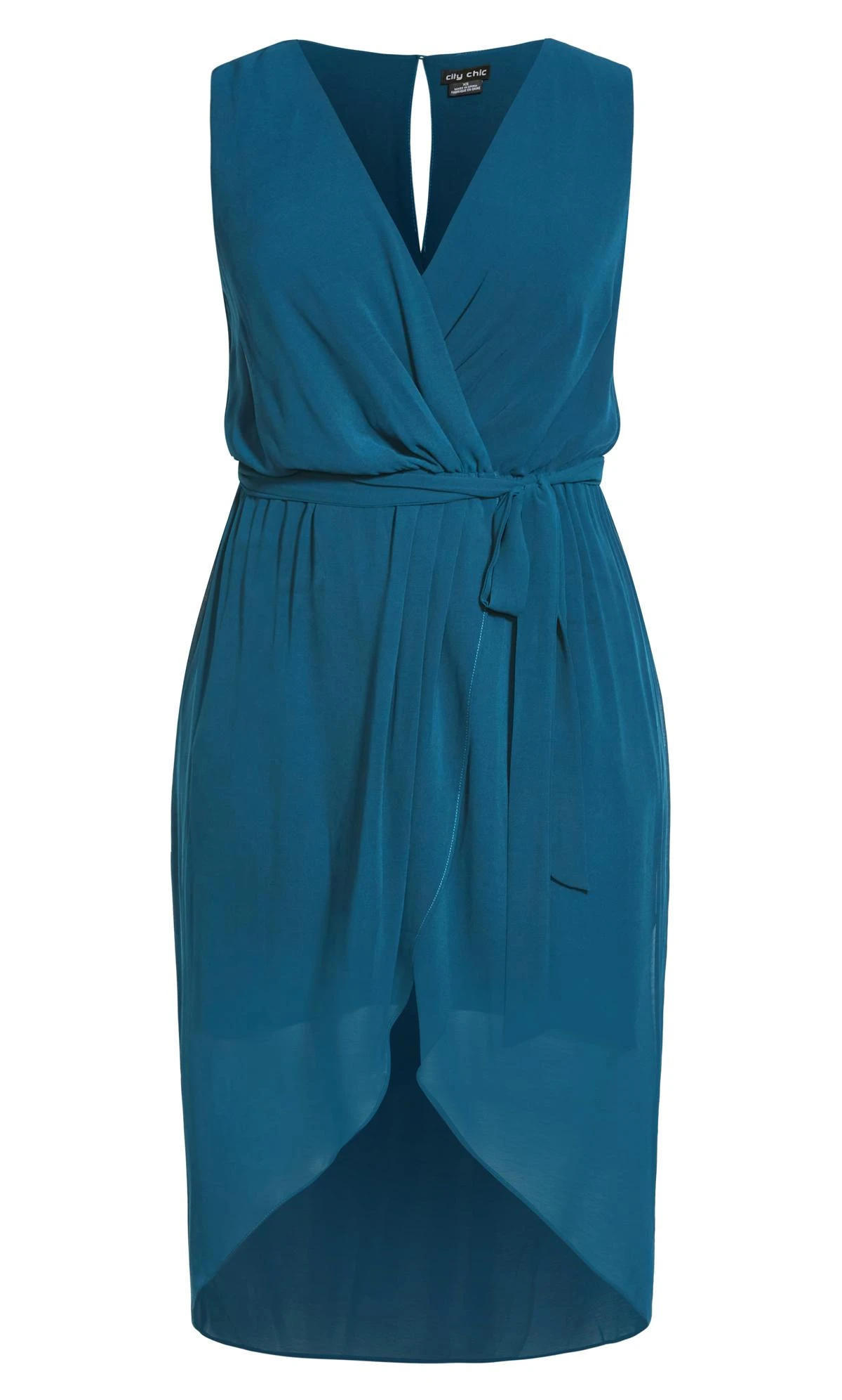 City Chic Blue Chiffon Layered Wrap Dress - Image 4