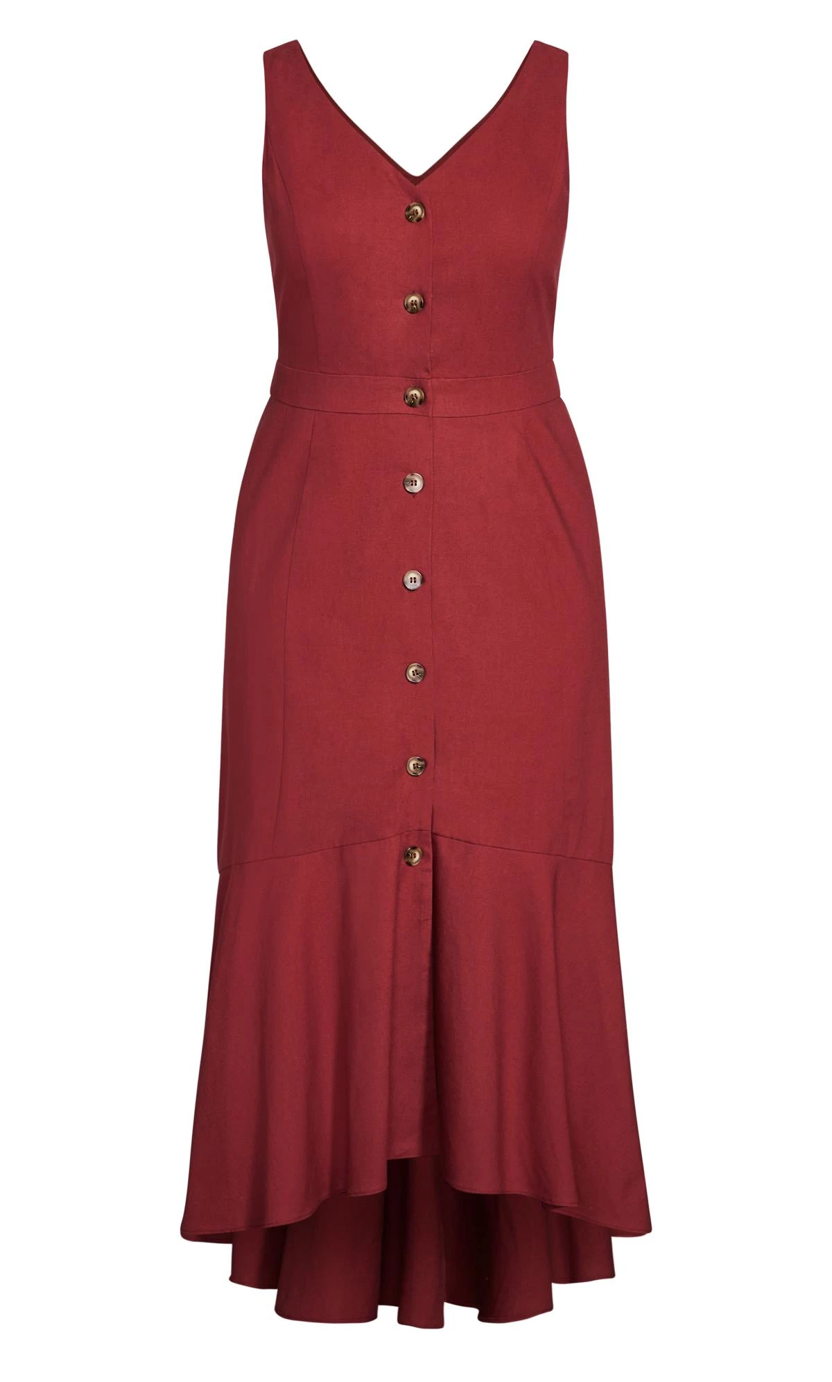 City Chic Red Sleeveless Button Front Maxi Dress - Image 2