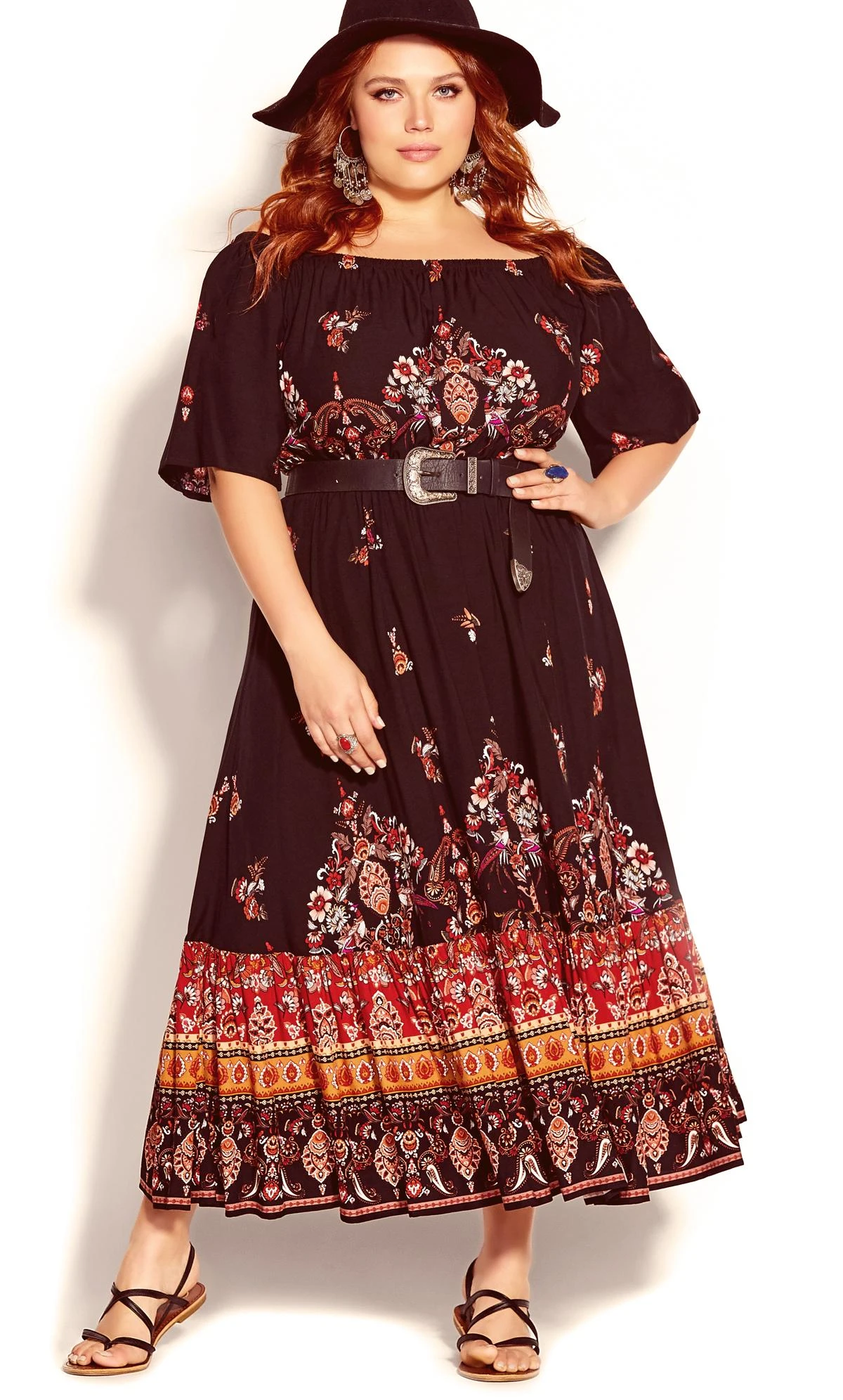 City Chic Black Boho Angel Maxi Dress
