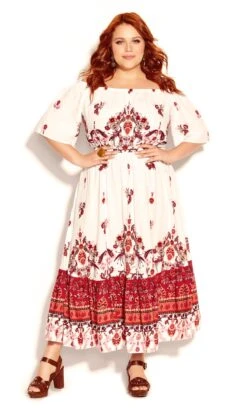 City Chic Floral Bardot Maxi Dress