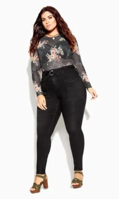 City Chic CCX Black Mesh Dragon Top