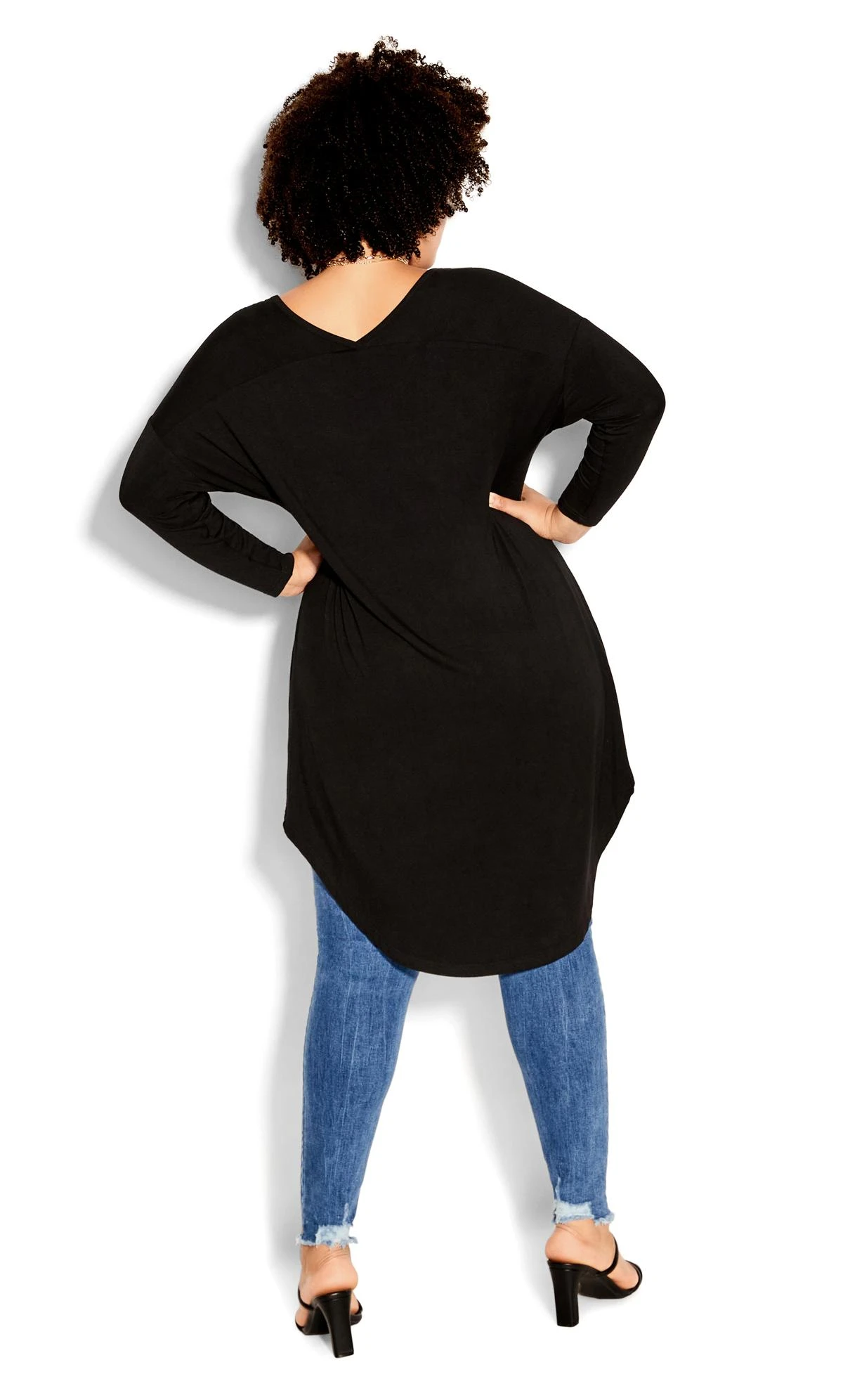 City Chic Black Hi Lo Tee - Image 3