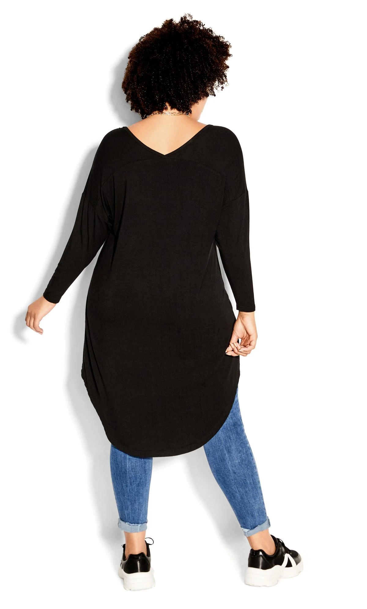 City Chic Black Hi Lo Tee - Image 5