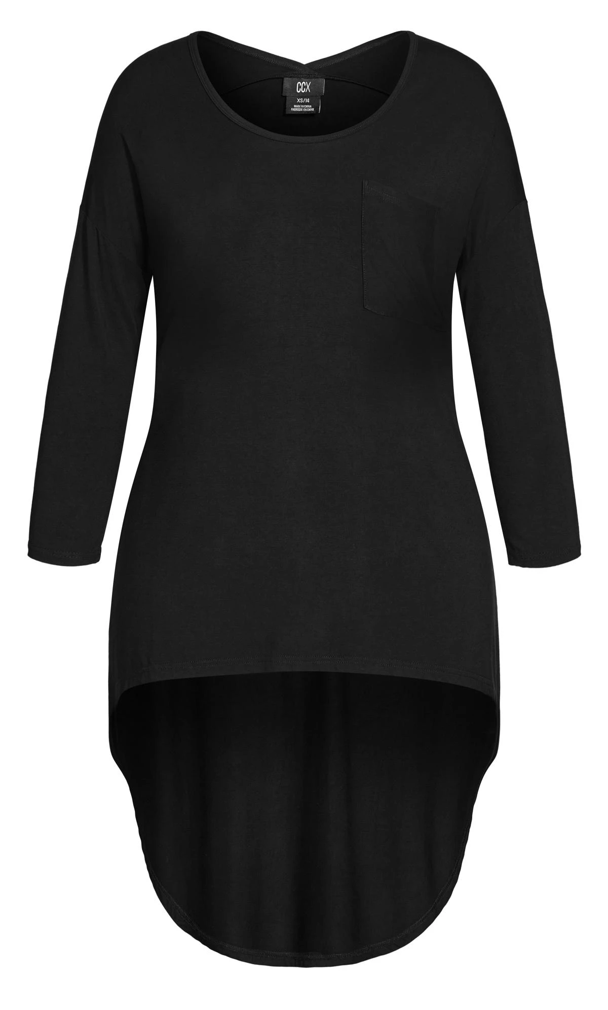 City Chic Black Hi Lo Tee - Image 6