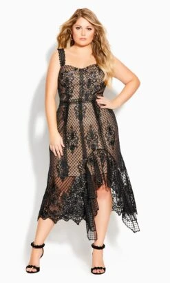 City Chic Black Glamorous Lace Dress