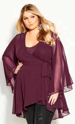 City Chic Red Chiffon Tunic