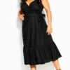 City Chic Black Wrap Maxi Dress