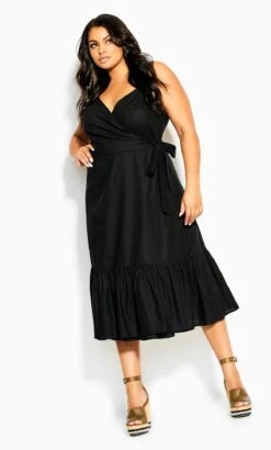 City Chic Black Wrap Maxi Dress