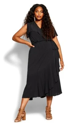 City Chic Black Palm Love Maxi Dress
