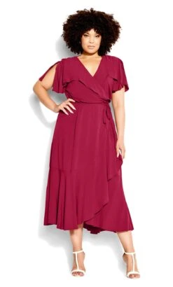 City Chic Red Palm Love Maxi Dress