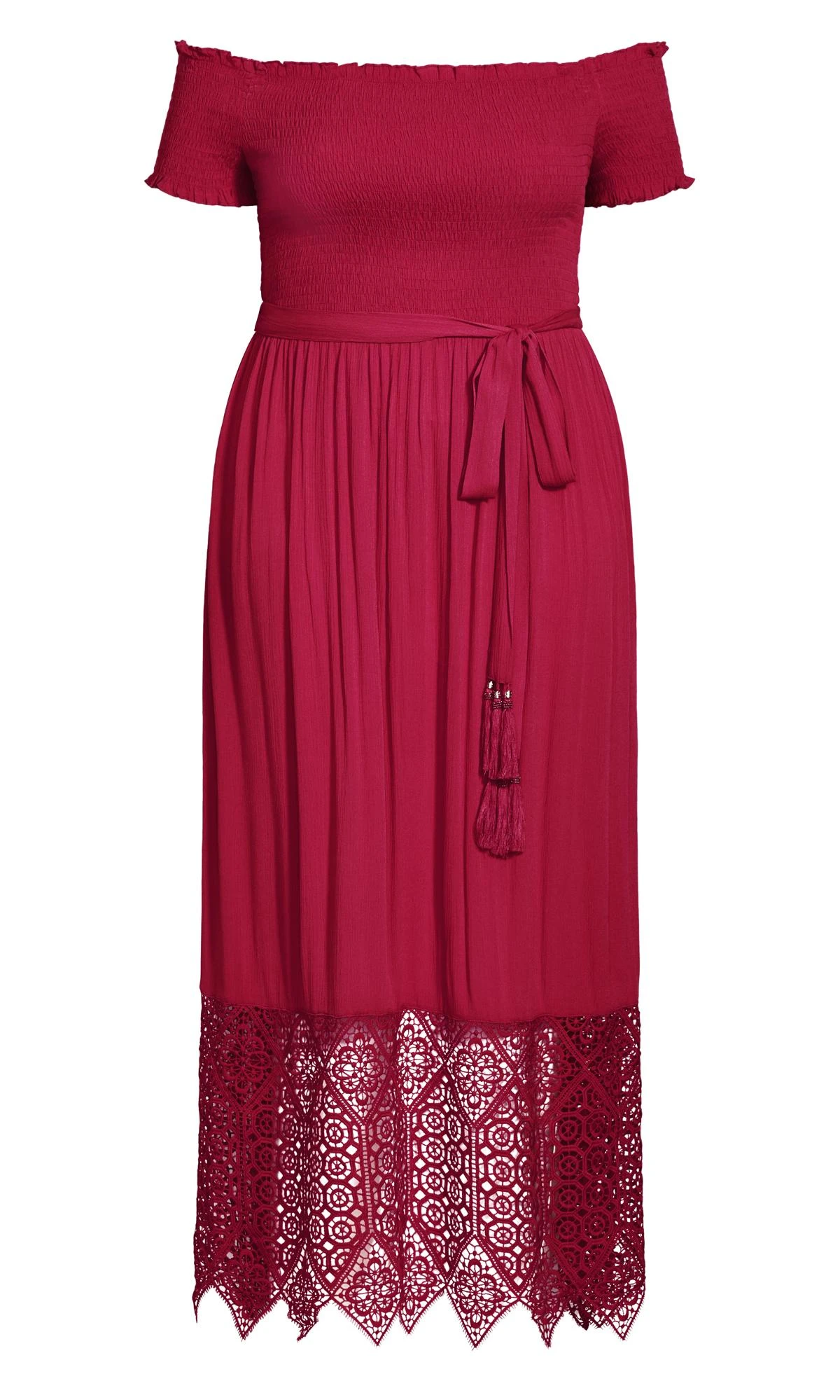 City Chic Red Crochet Hem Maxi Dress - Image 3