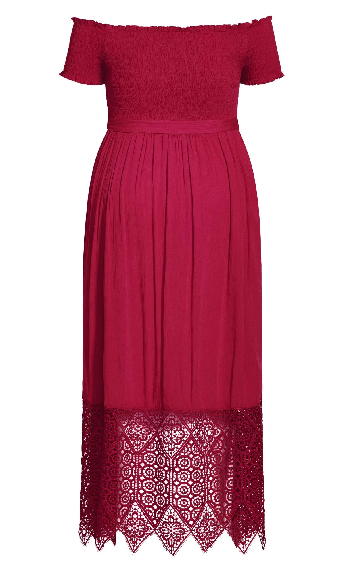 City Chic Red Crochet Hem Maxi Dress - Image 4