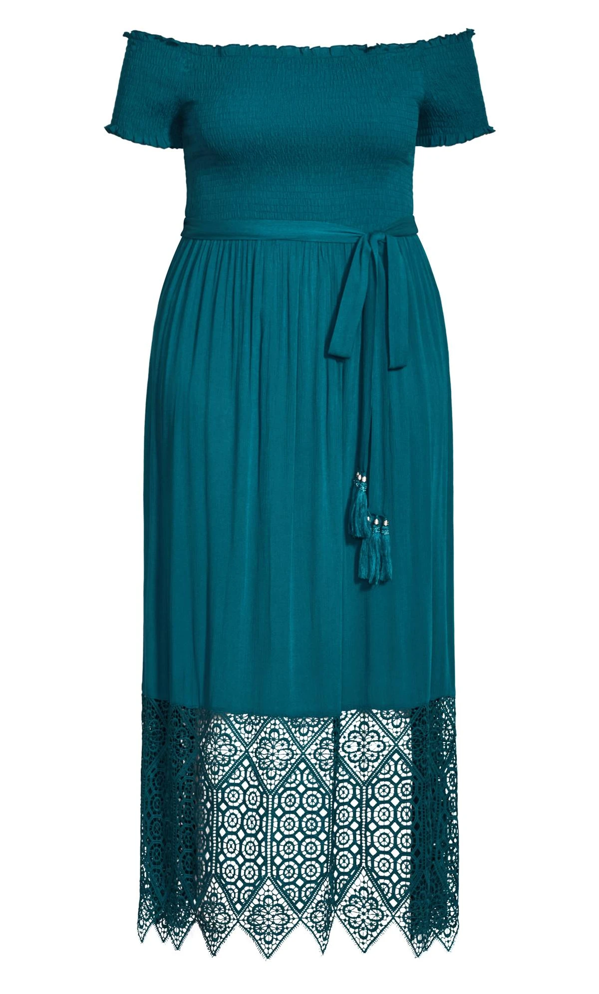 City Chic Blue Crochet Hem Maxi Dress - Image 3