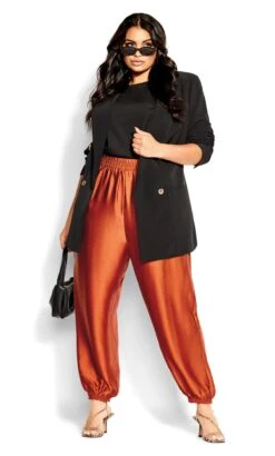 City Chic Copper Wide Leg Cuffed Trousers