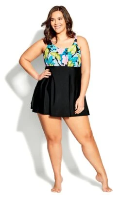 Avenue Black Floral Swim Dress