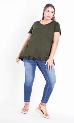 City Chic Arna York Green Mae Ruffle Top