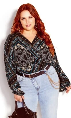 City Chic Blue Angel Scarf Top