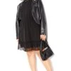 City Chic Black Dobby Long Sleeve Mini Dress