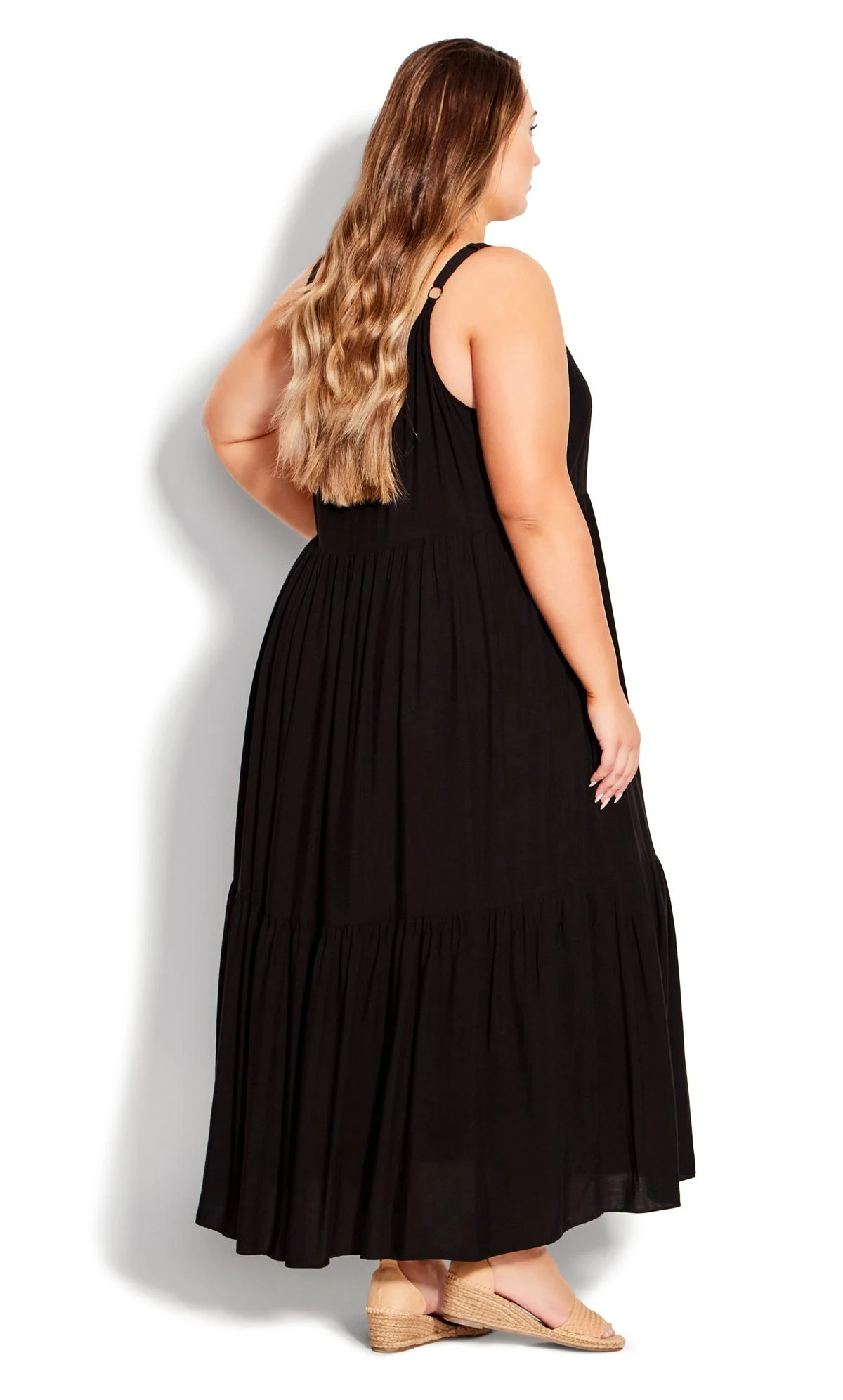 Avenue Black 3 Tier Plain Dress - Image 2