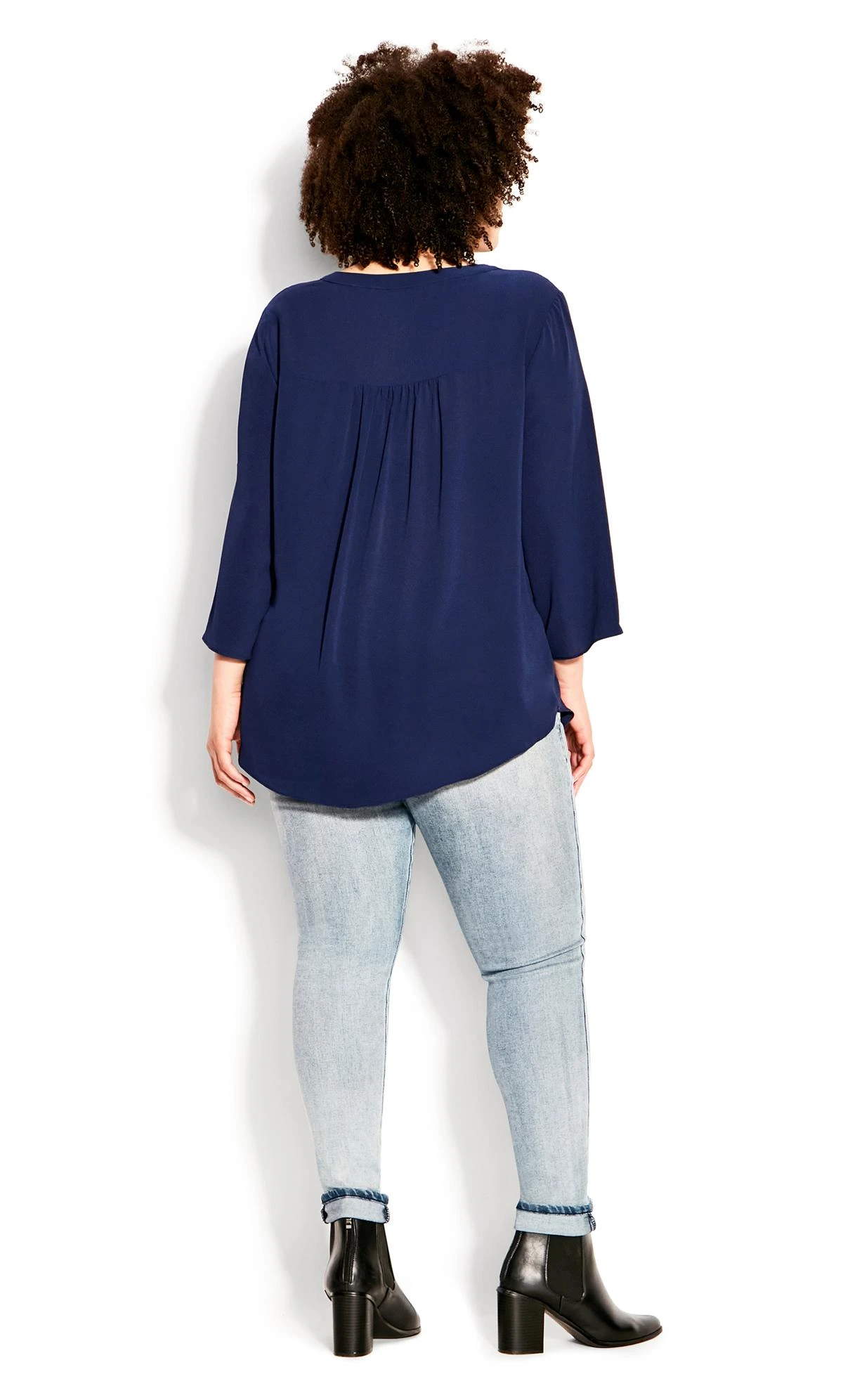 Evans Navy Elios Zip Plain Top - Image 6