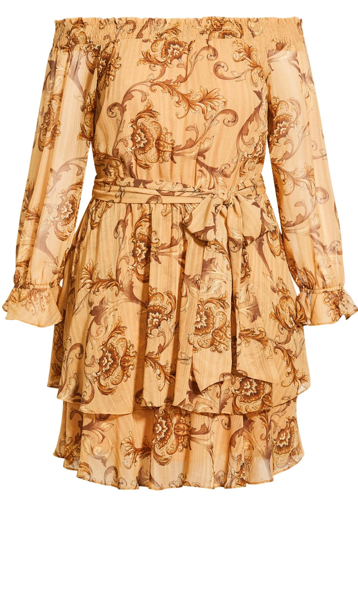 City Chic Yellow Paisley Print Sleeved Mini Dress - Image 4