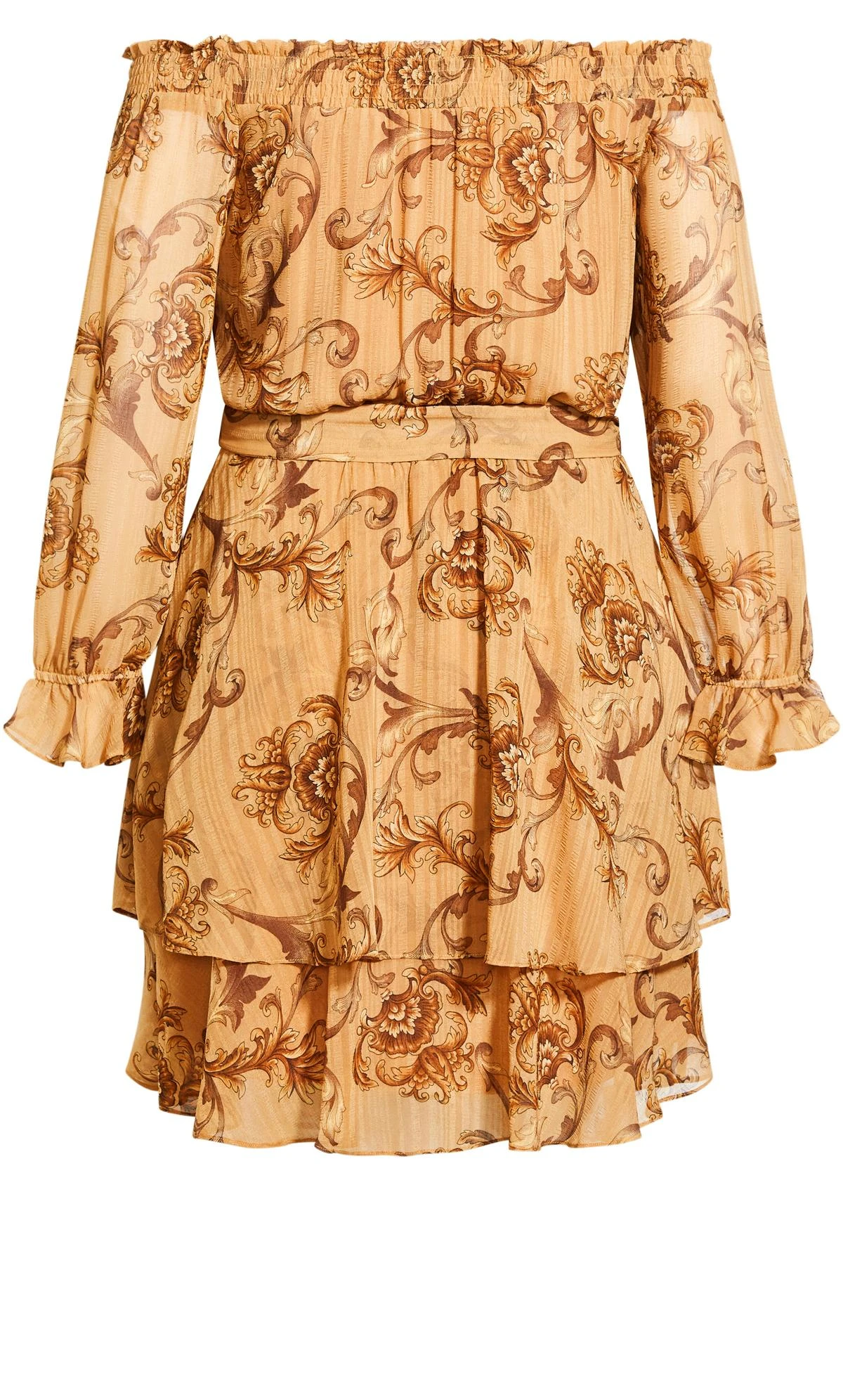 City Chic Yellow Paisley Print Sleeved Mini Dress - Image 5