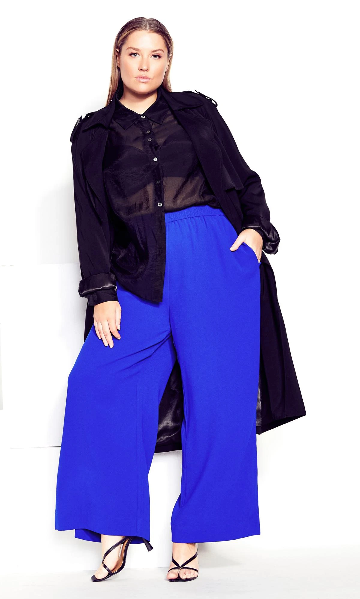 City Chic Cobalt Blue Wide Leg Trousers - Image 7