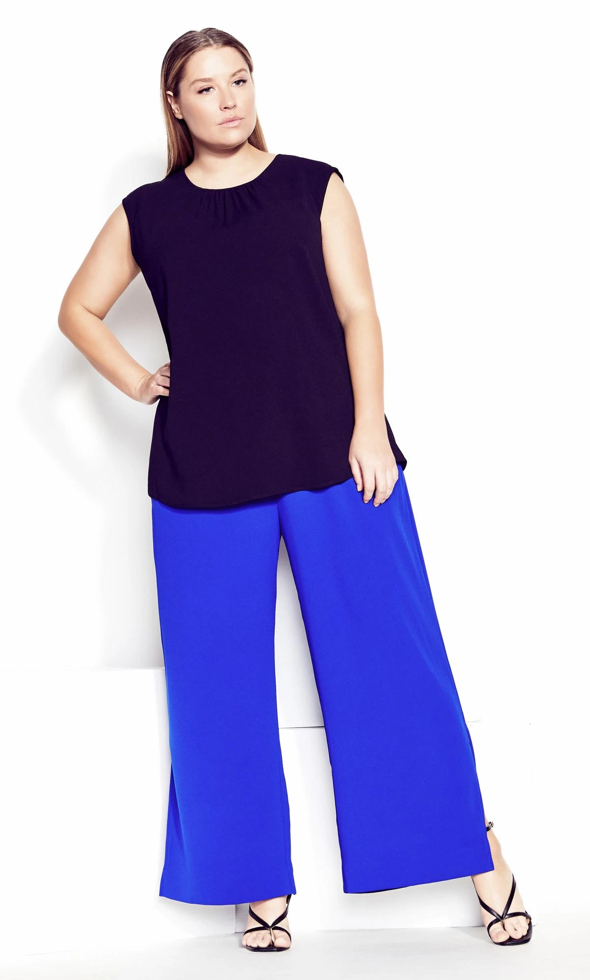 City Chic Cobalt Blue Wide Leg Trousers - Image 8