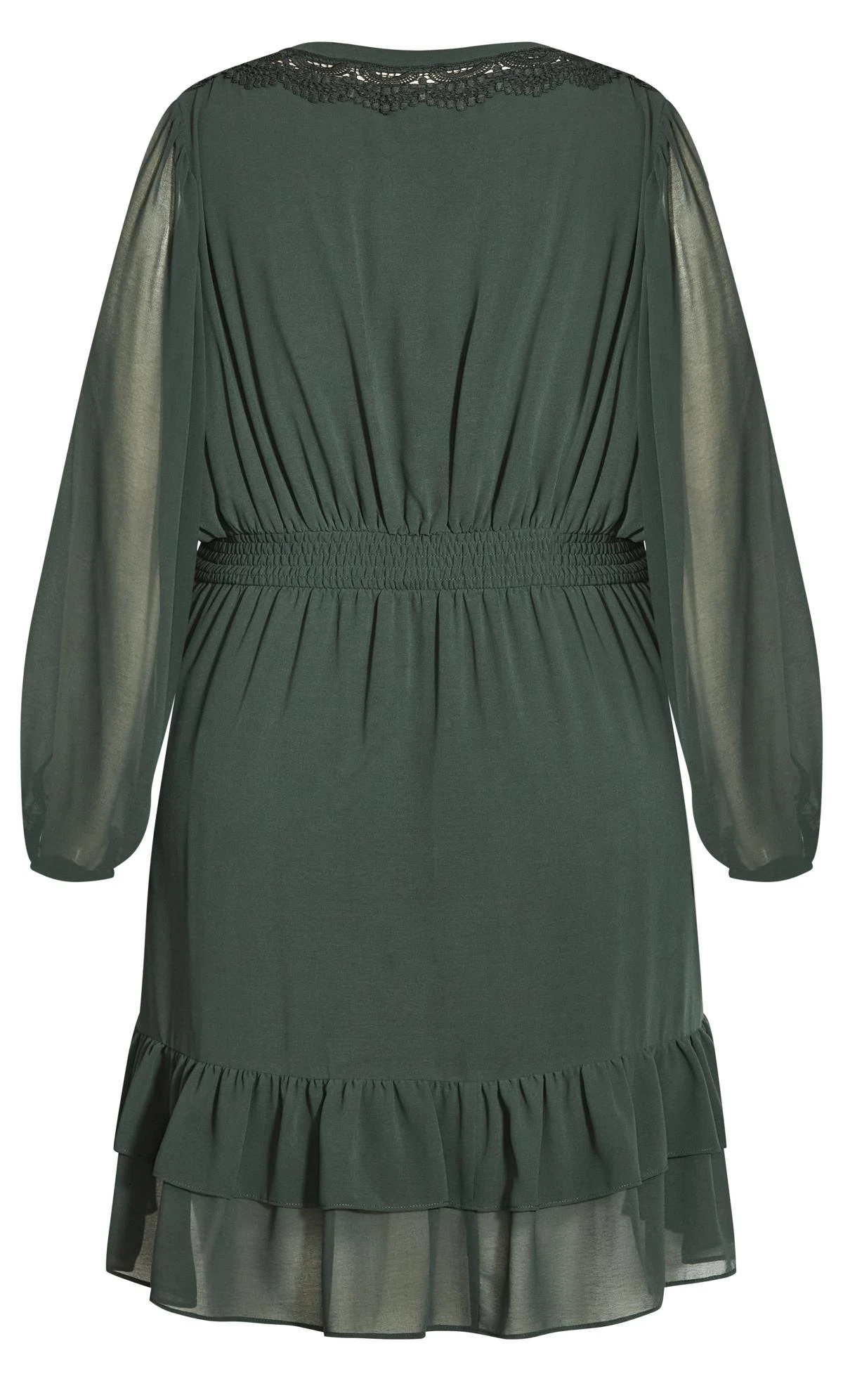 City Chic Green Ruffle & Lace Trim Mini Dress - Image 5