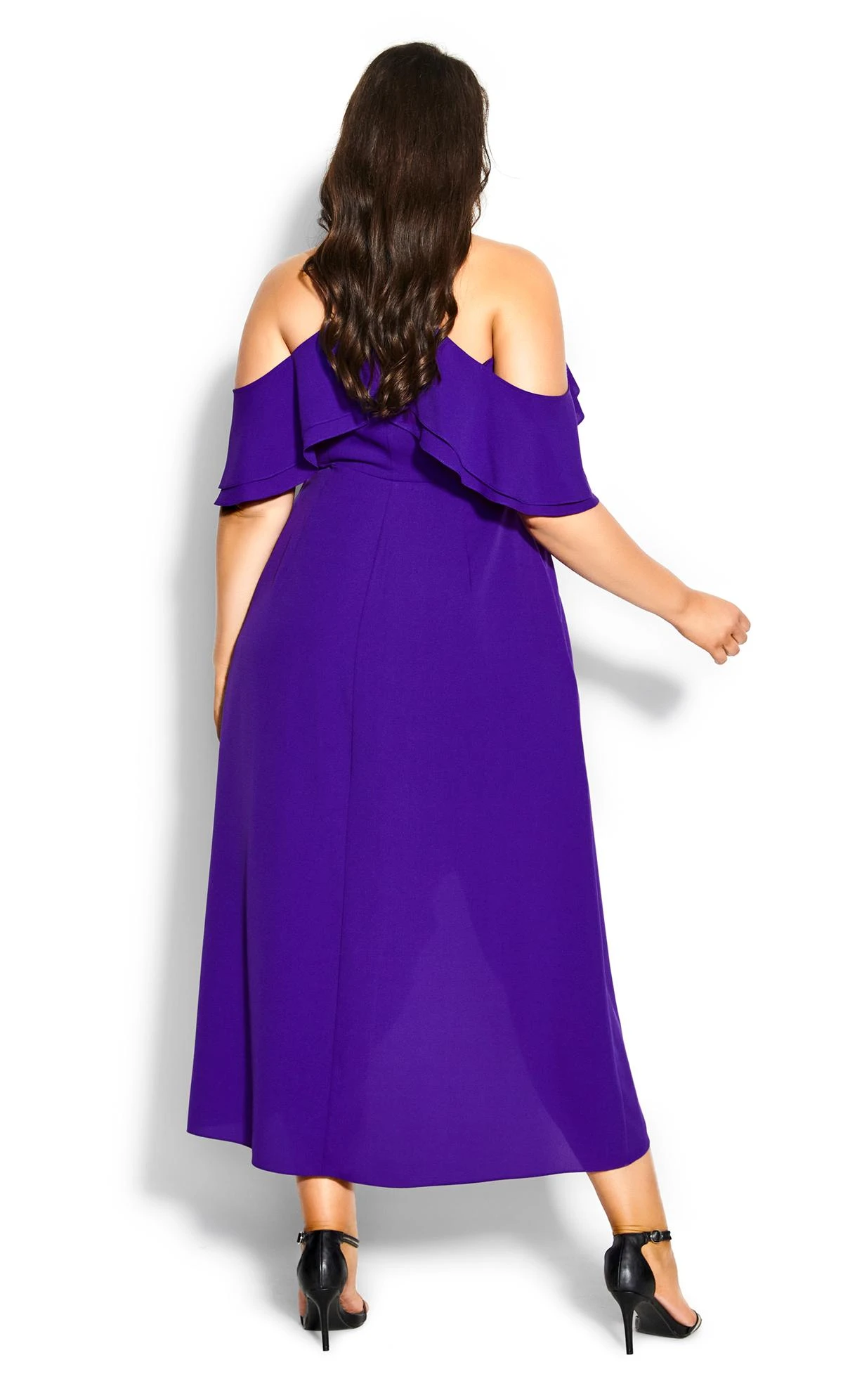 City Chic Purple Frill Wrap Maxi Dress - Image 2
