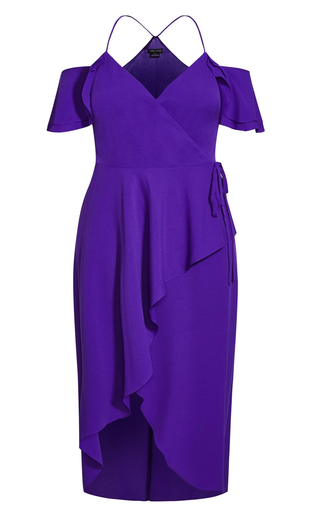 City Chic Purple Frill Wrap Maxi Dress - Image 3