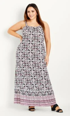 Evans Pink Strappy Tile Dress