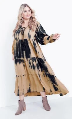 City Chic Aveology Blue Catrine Tie Dye Maxi Dress