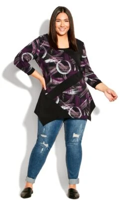 Evans Purple Zara Splice Tunic