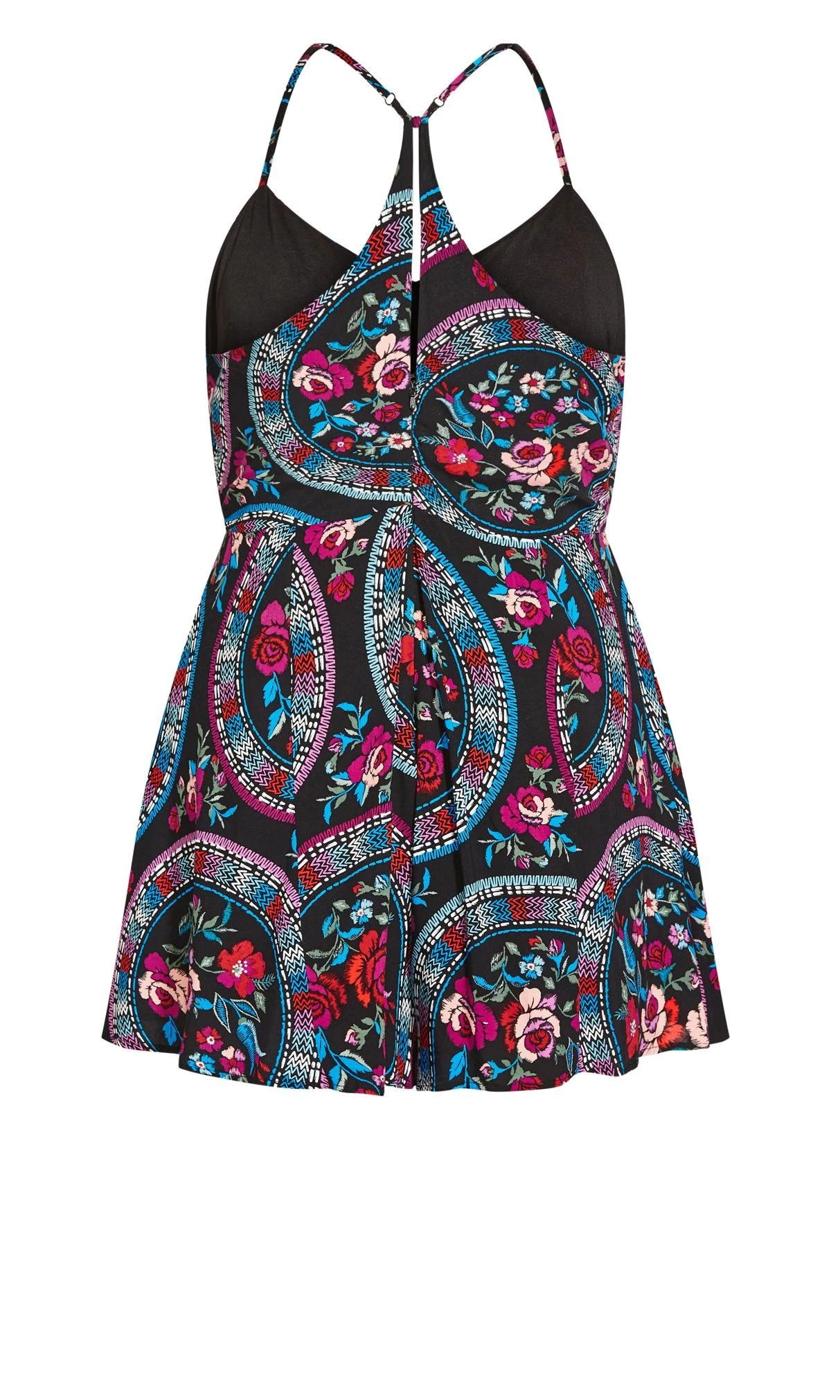 City Chic Black Floral Print Halterneck Playsuit - Image 5