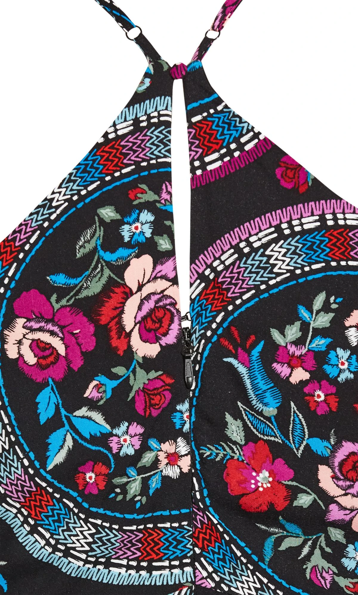 City Chic Black Floral Print Halterneck Playsuit - Image 7