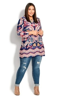 Avenue Red Ada Keyhole Top