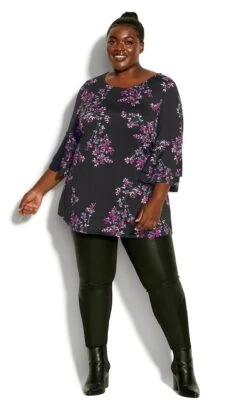 Avenue Black Belview Print Top