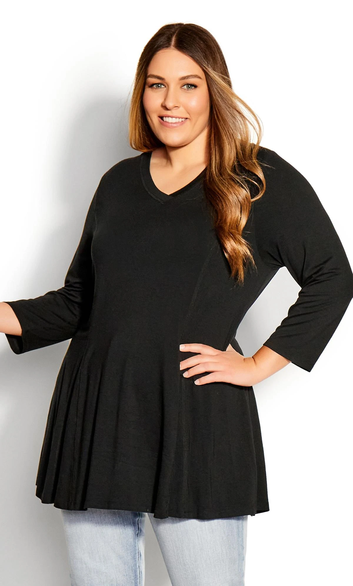 Evans Black Peplum Tunic Top