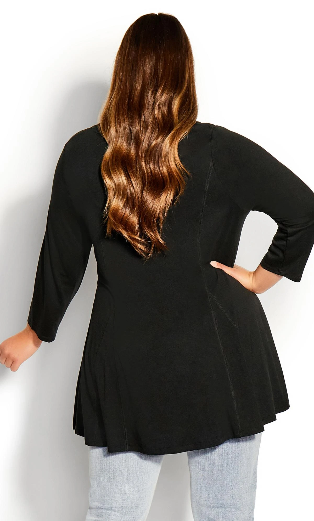 Evans Black Peplum Tunic Top - Image 3