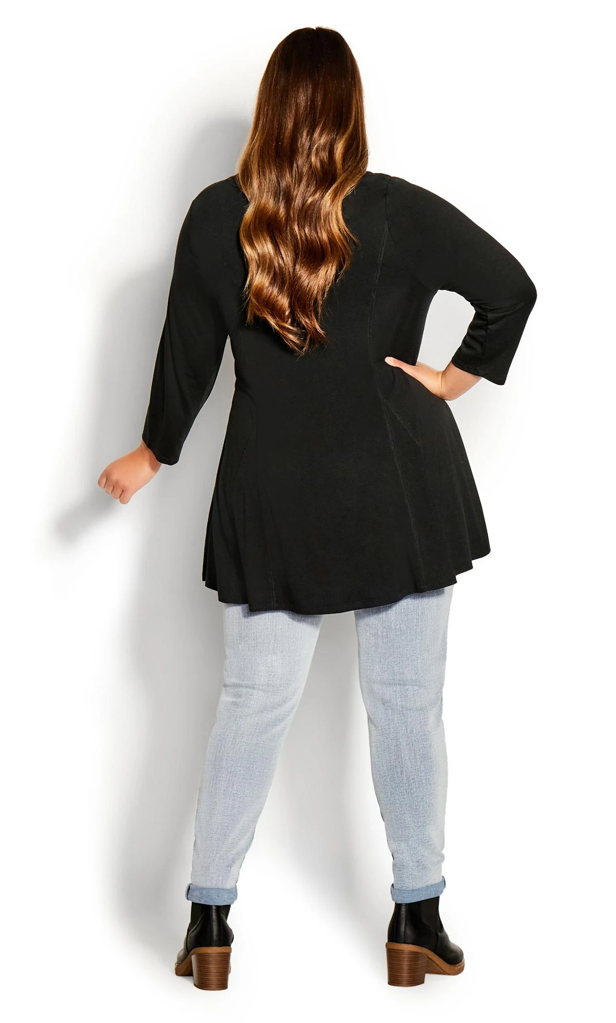 Evans Black Peplum Tunic Top - Image 4